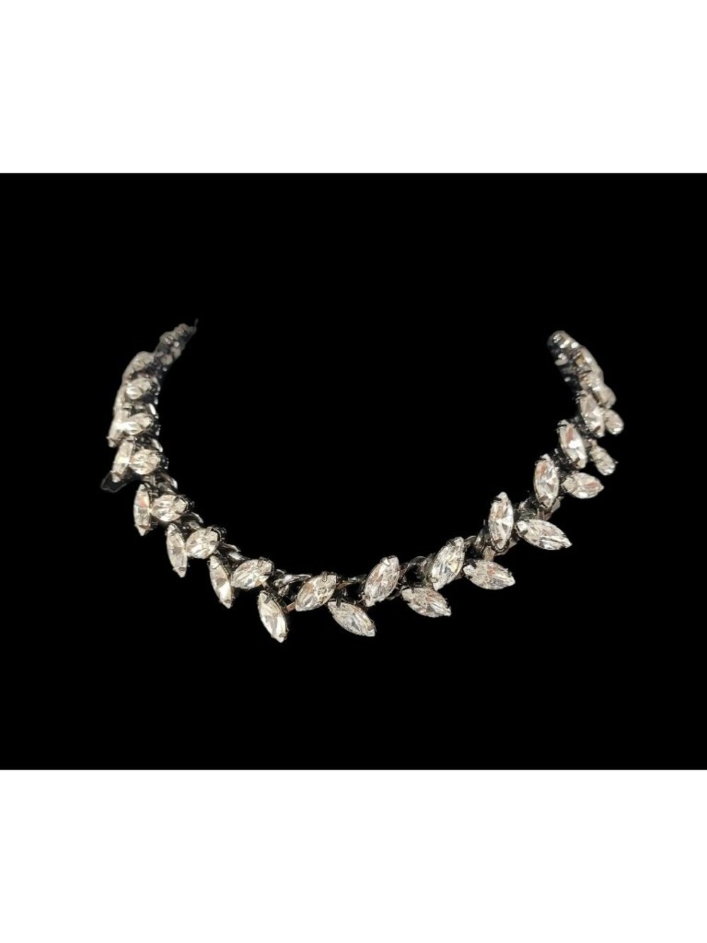 Wedding Statment Zara Heavy Prong Set Rhinestone Bling Neckless Black Back Chain